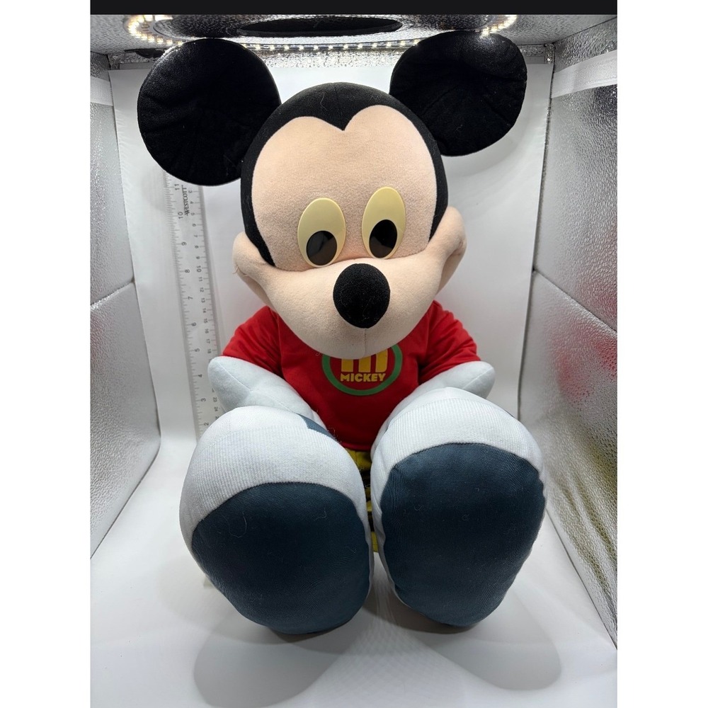 Vintage Disney Jumbo Mickey Mouse Plush Large Stuffed Animal Red Shirt 18 Inch
